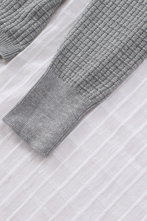 Wrap V Neck Waffle Sweater